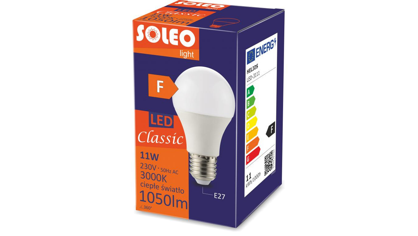 Żarówka LED klasyczna E27 A60 11W 1050lm 3000K 1CT/10 LED-3111