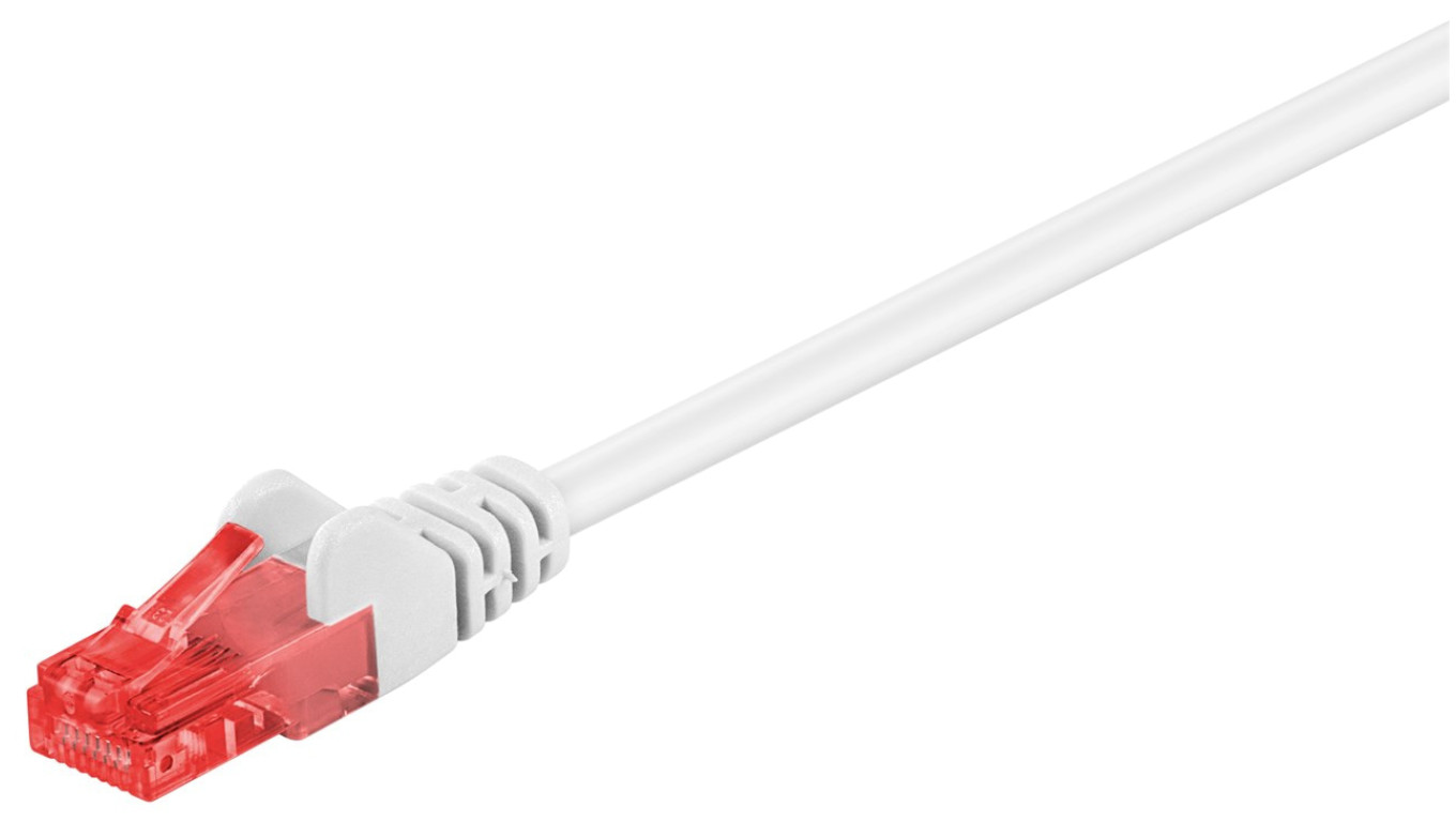 CAT 6Kabel łączący, U/UTP, biały - Długość kabla 1 m