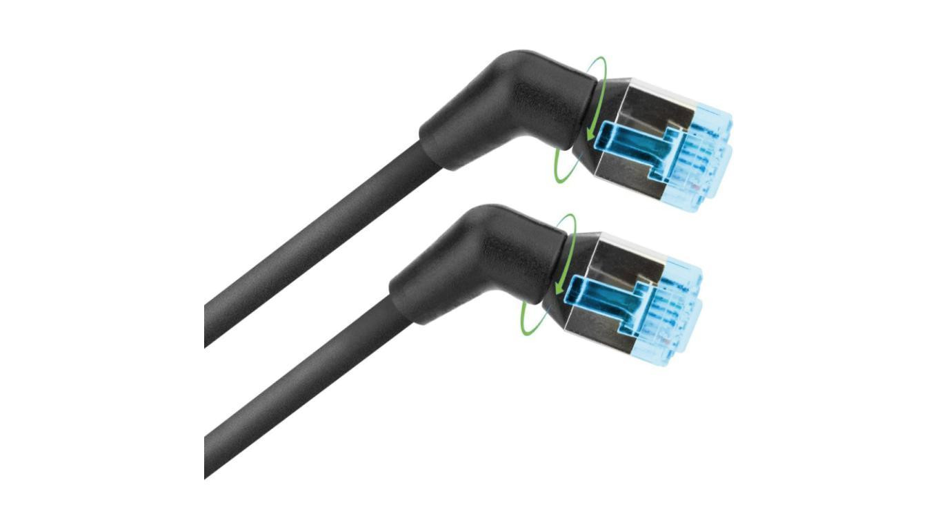 Patchcord Cat6a U/FTP 100 miedź obrotowy kątowy slim /2 m/