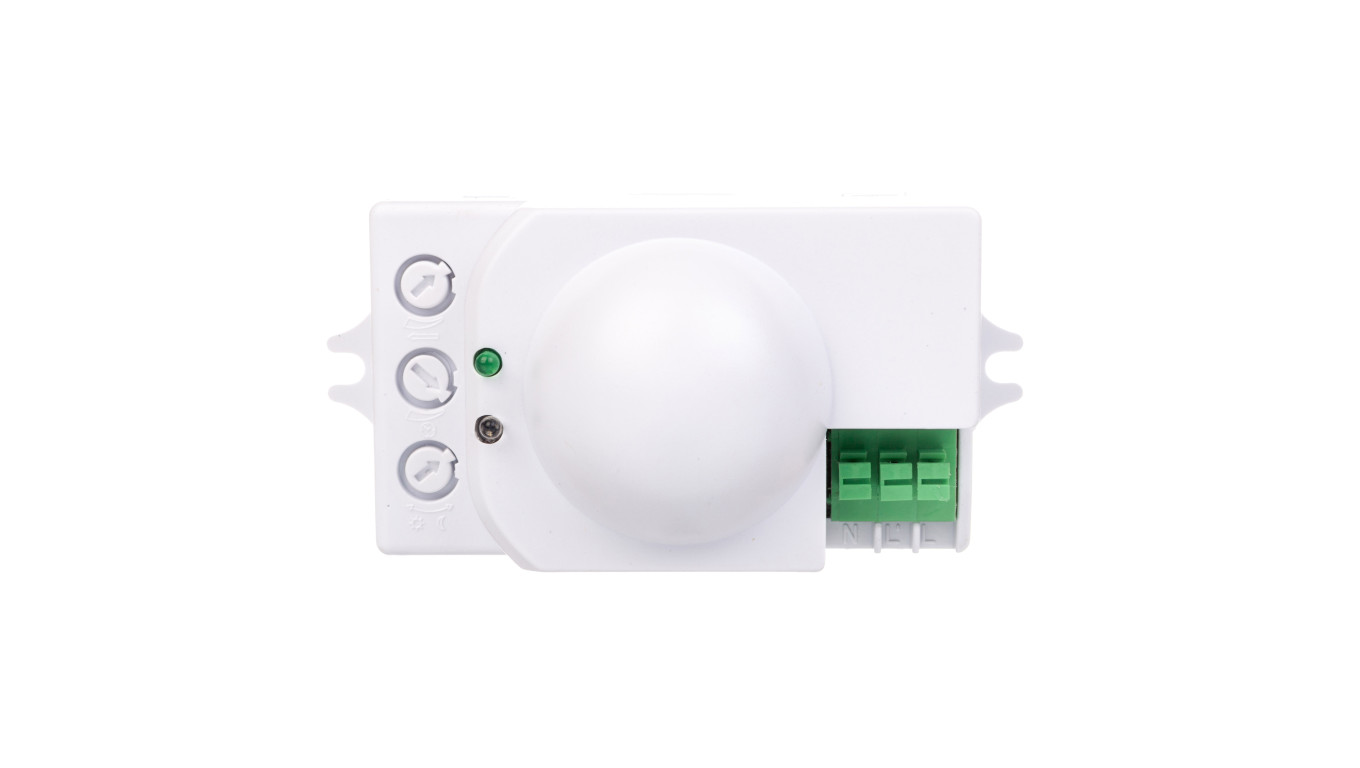 Czujnik ruchu ROLF JQ-L MW 1200W IP20 podtynkowy zasięg do 8m 360 2–2000 lx biały 08820