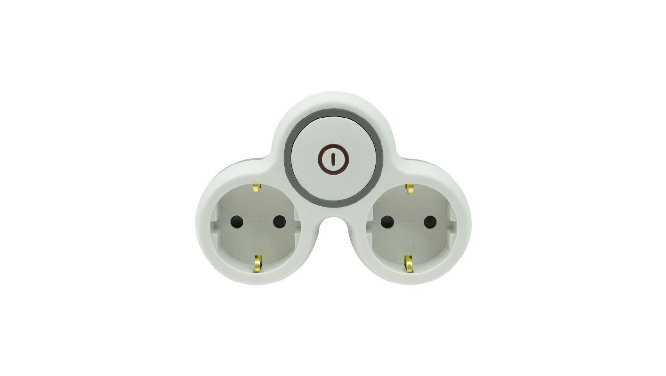Rozgałęźnik wtyczkowy dwukrotny z włącznikiem z/u schuko R-21BWS/S/B W-72003