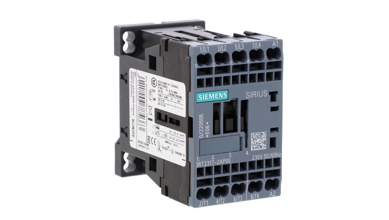 Stycznik S00 AC-1 14.5 kW / 400V AC-1 22A AC 230V 50/60Hz 4R 4P przyłącze sprężynowe 3RT2317-2AP00