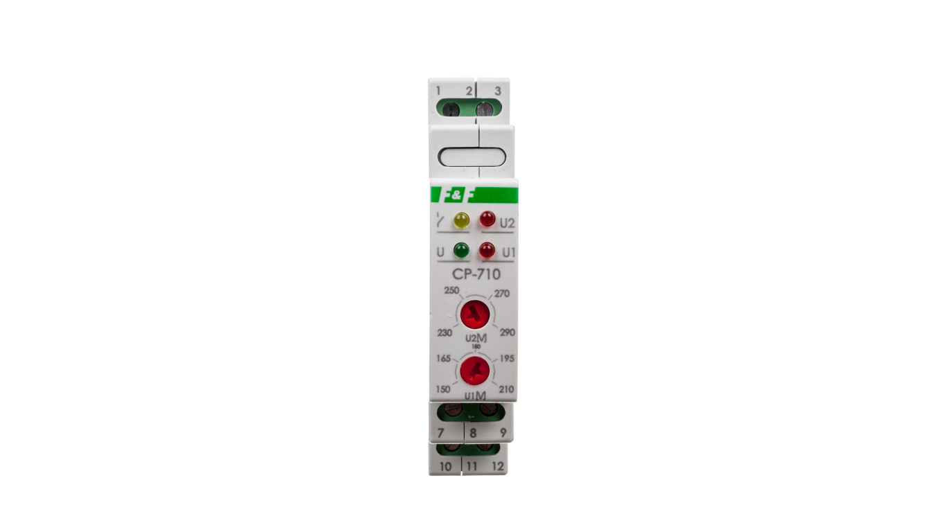 Przekaźnik kontroli napięcia 1-fazowy 3x(50-450V)+N 1P 8A 150-210V/230-260V AC CP-710