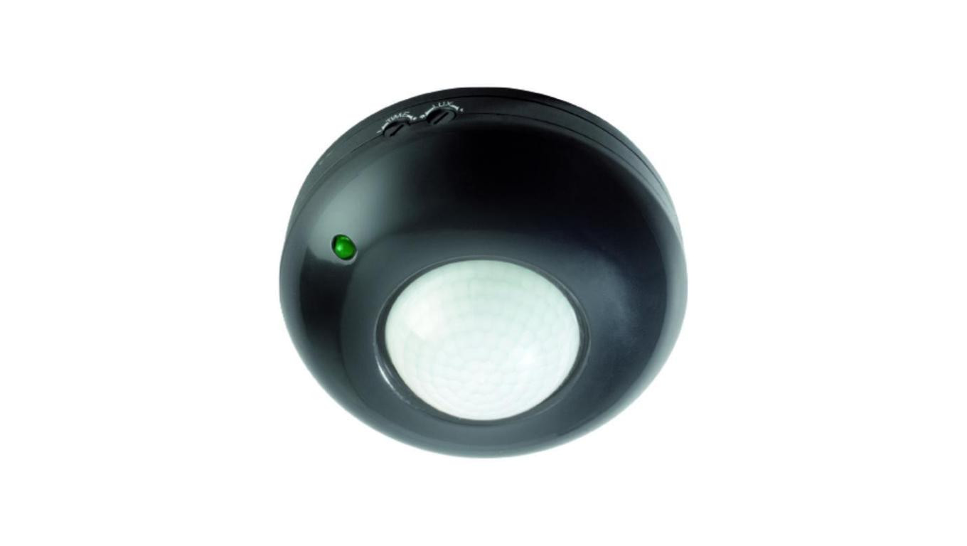 Czujnik ruchu PIR natynkowy IP20 360 st. 300W zasięg 6m czarny w całości CP-8C