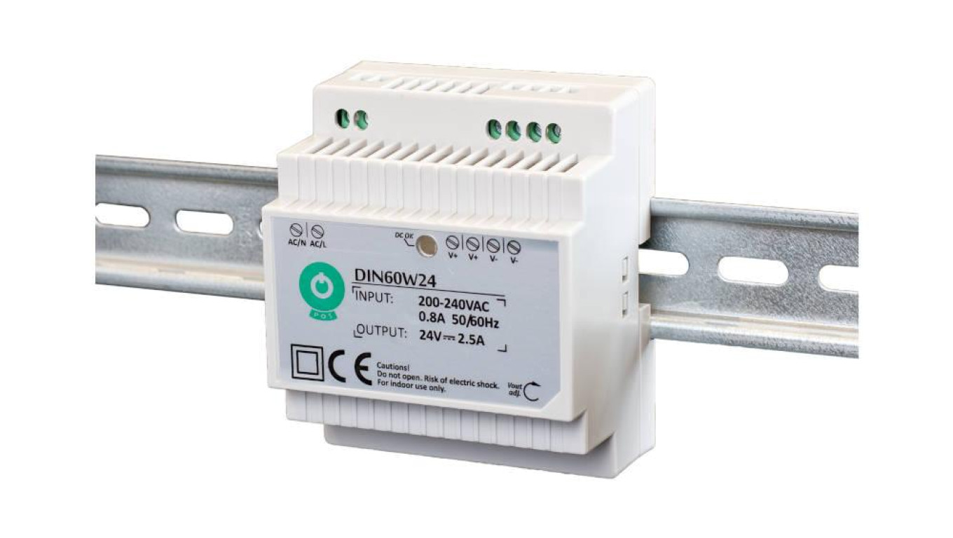 DIN60W12: Zasilacz impulsow na szynę DIN 60W 12V 5A