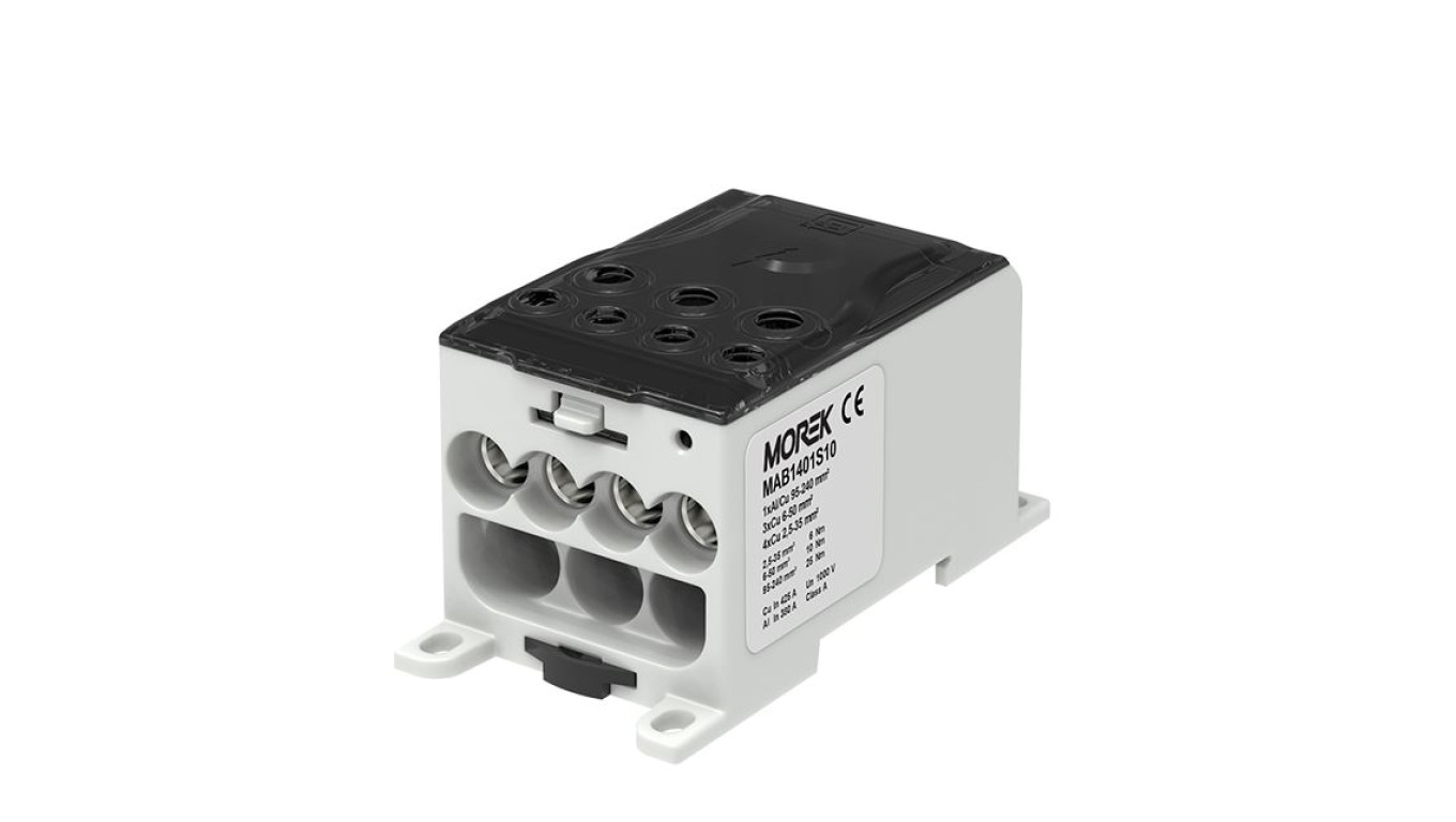 Blok dystrybucyjny - rozdzielczy OJL400A czarny we:1xAL/CU 95-240mm2 wy: 3x6-50mm2 4x2,5-35mm 1000V MAB1401S10