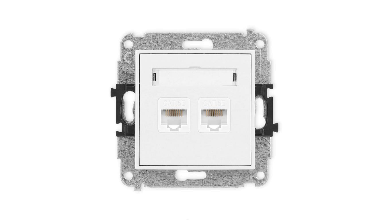 ICON Mechanizm gniazda komputerowego podwójnego 2xRJ45, kat. 5e, 8-stykowy biały mat 25IGK-2