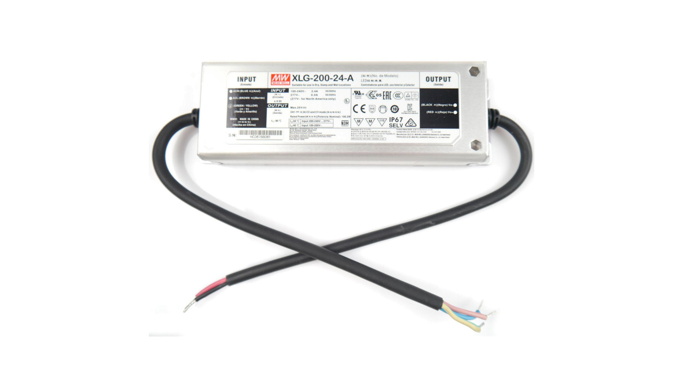 Zasilacz MeanWell 199,2W 24VDC 8,3A XLG-200-24A IP67 filtr PFC