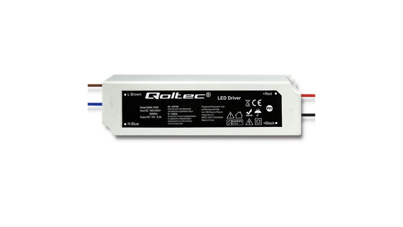 Qoltec Zasilacz impulsowy LED IP67 100W 12V 8.3A Wodoodporny Biały