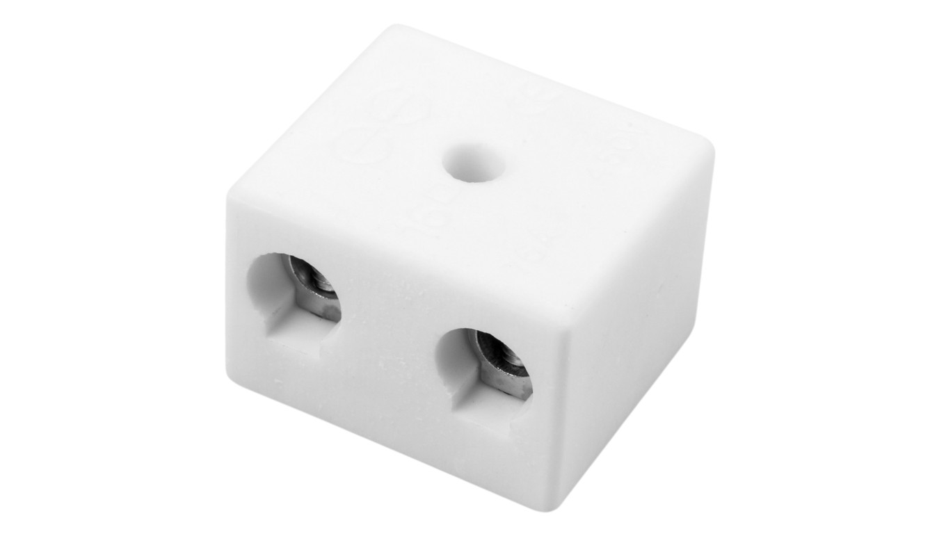 Złączka gwintowa porcelanowa 16mm² 2-tory biała z 1 otworem montażowym CPO-30A-2P 80732516