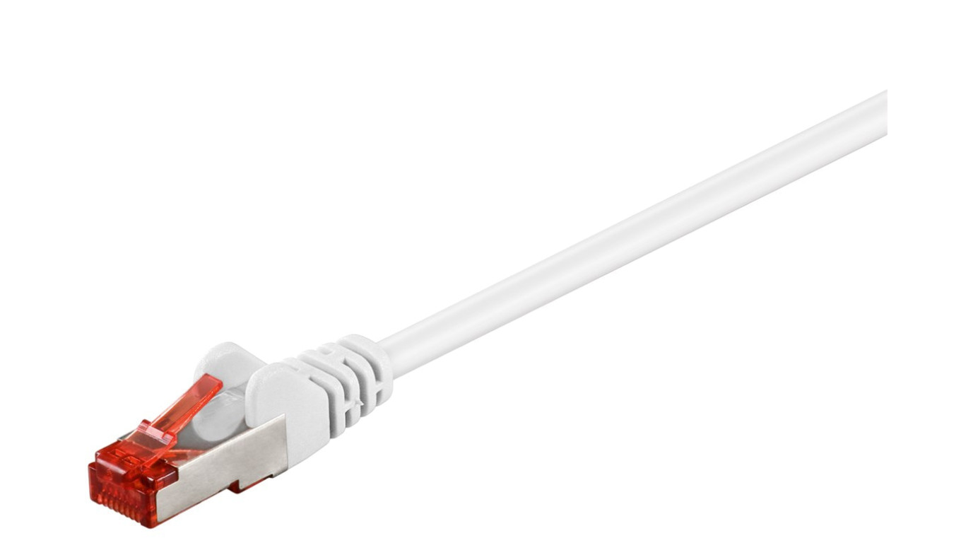 CAT 6 Kabel łączący, S/FTP (PiMF), biały - Długość kabla 0.5 m