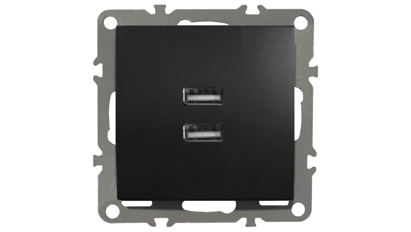 QUADRA GNIAZDKO PODTYNKOWE USB 2.1A CZARNE