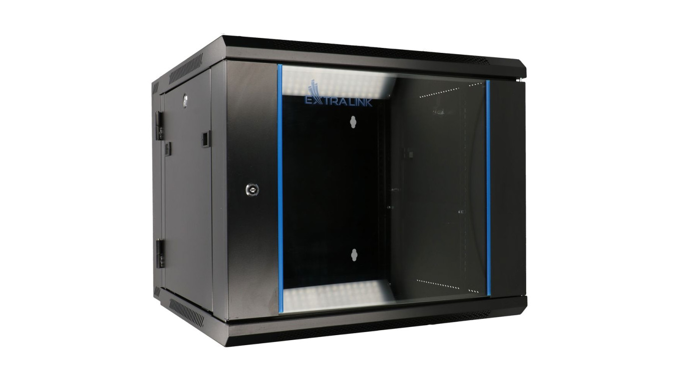 Szafa rack montowana na ścianie, dwusekcyjna Extralink 9U 600x600 AZH Czarna