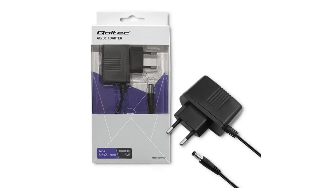 Qoltec Zasilacz wtyczkowy 5W 5V 1A 5.5*2.1