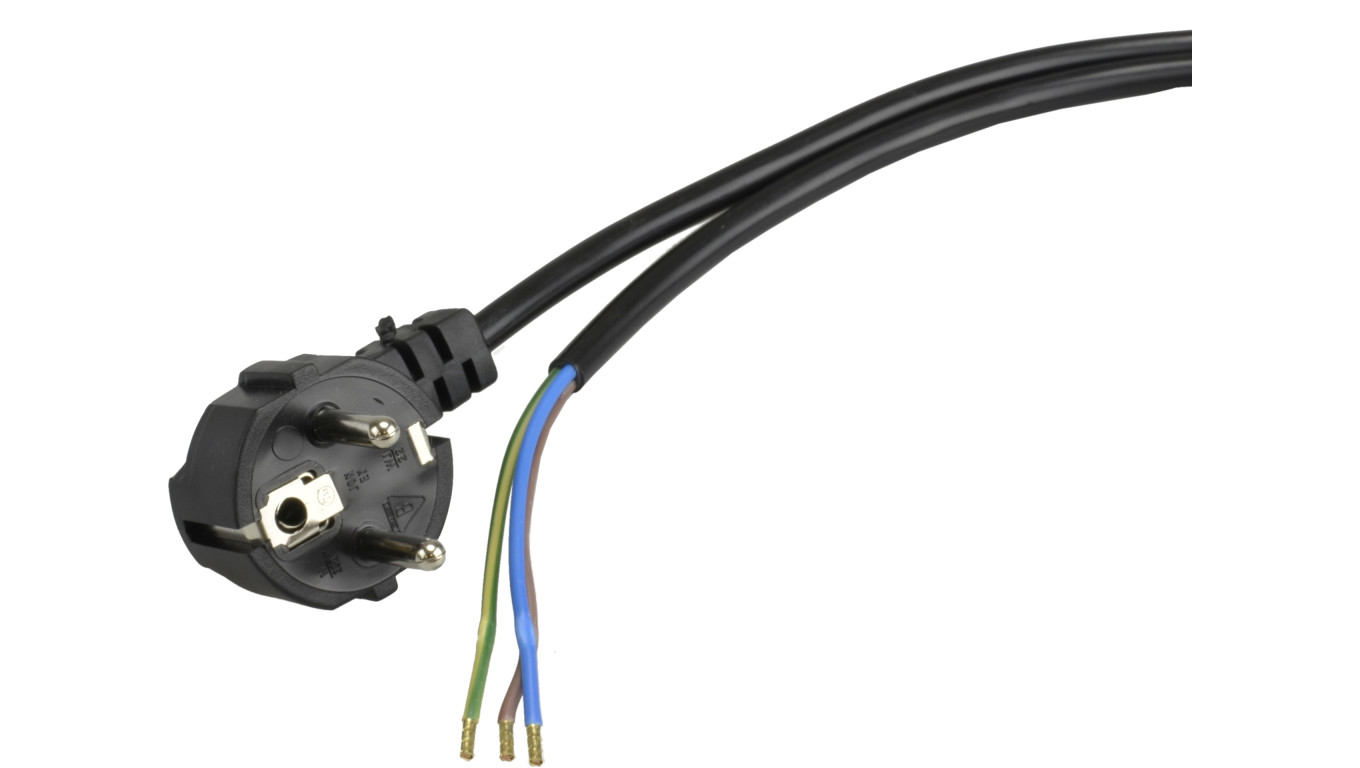 Przewód przyłączeniowy z wtyczką kątową WJ-22 3x1,0mm 2m czarny