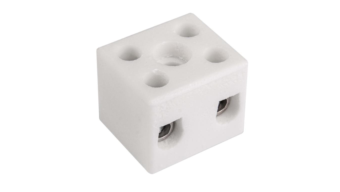 Złączka gwintowa porcelanowa 6mm² 2 tory biała z 1 otworem montażowym CPO-10A-2P 80013516 /20szt./