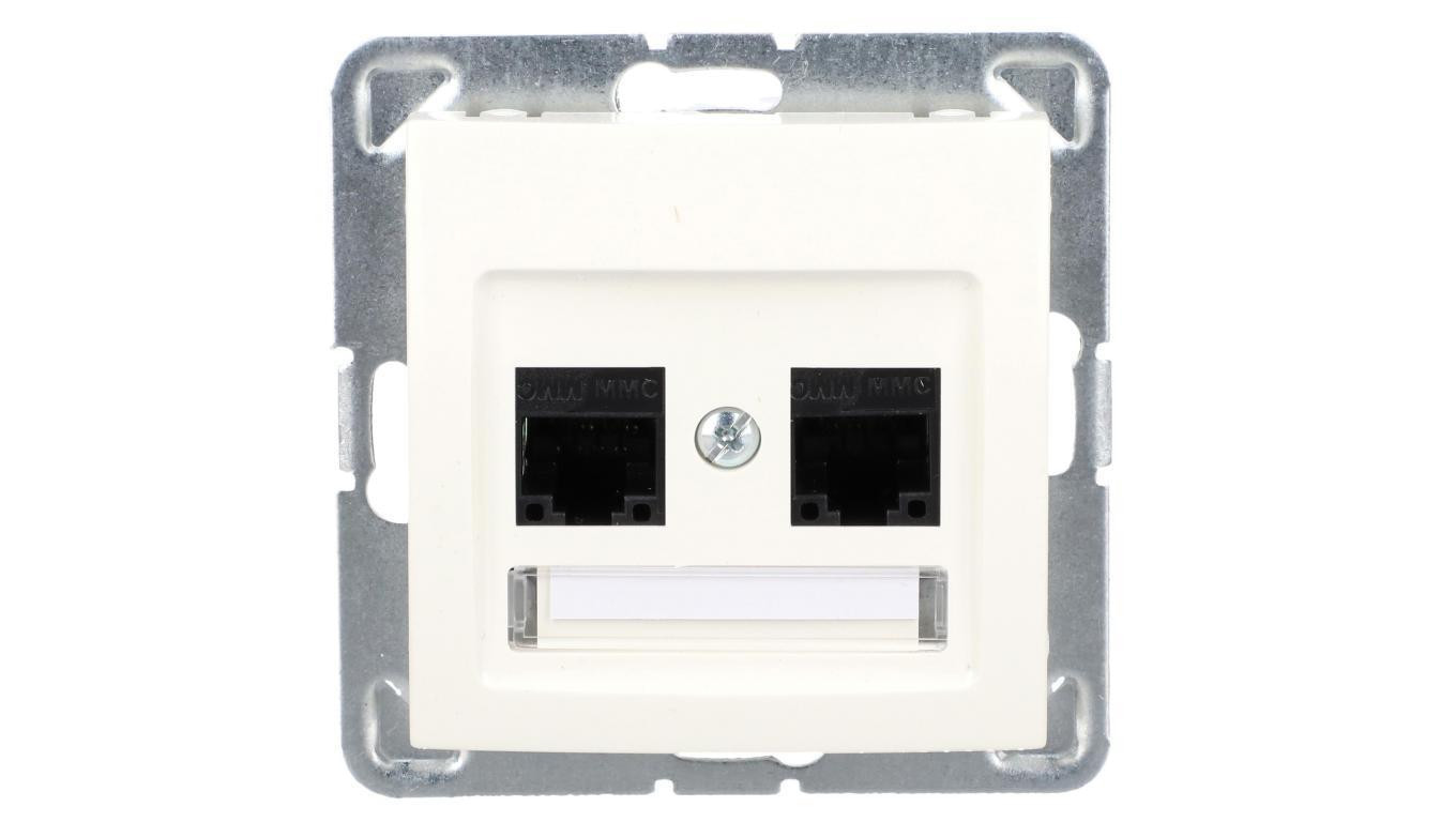 IMPRESJA Gniazdo komputerowe podwójne RJ45 kat.5e MMC ecrue GPK-2Y/K/m/27