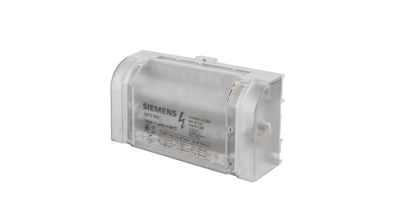 Blok rozdzielczy 160A 4P 500V 1x10-35mm2 3x6-25mm 8x2,5-16mm2 5ST2503