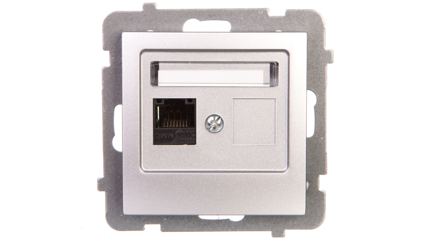 AS Gniazdo komputerowe pojedyncze RJ45 kat.5e MMC srebro GPK-1G/K/m/18
