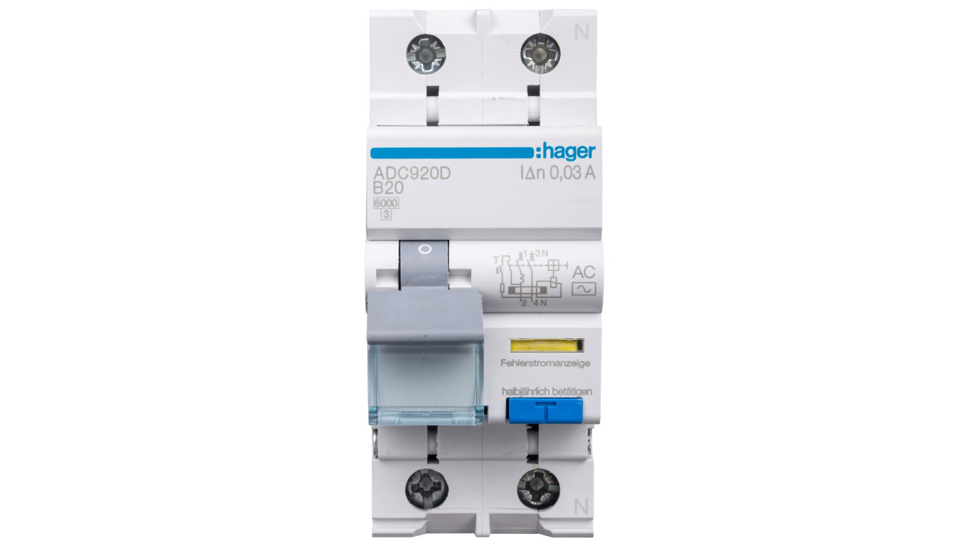 Wyłącznik różnicowo-nadprądowy RCBO 2P B20A 0,03A Typ AC ADC920D