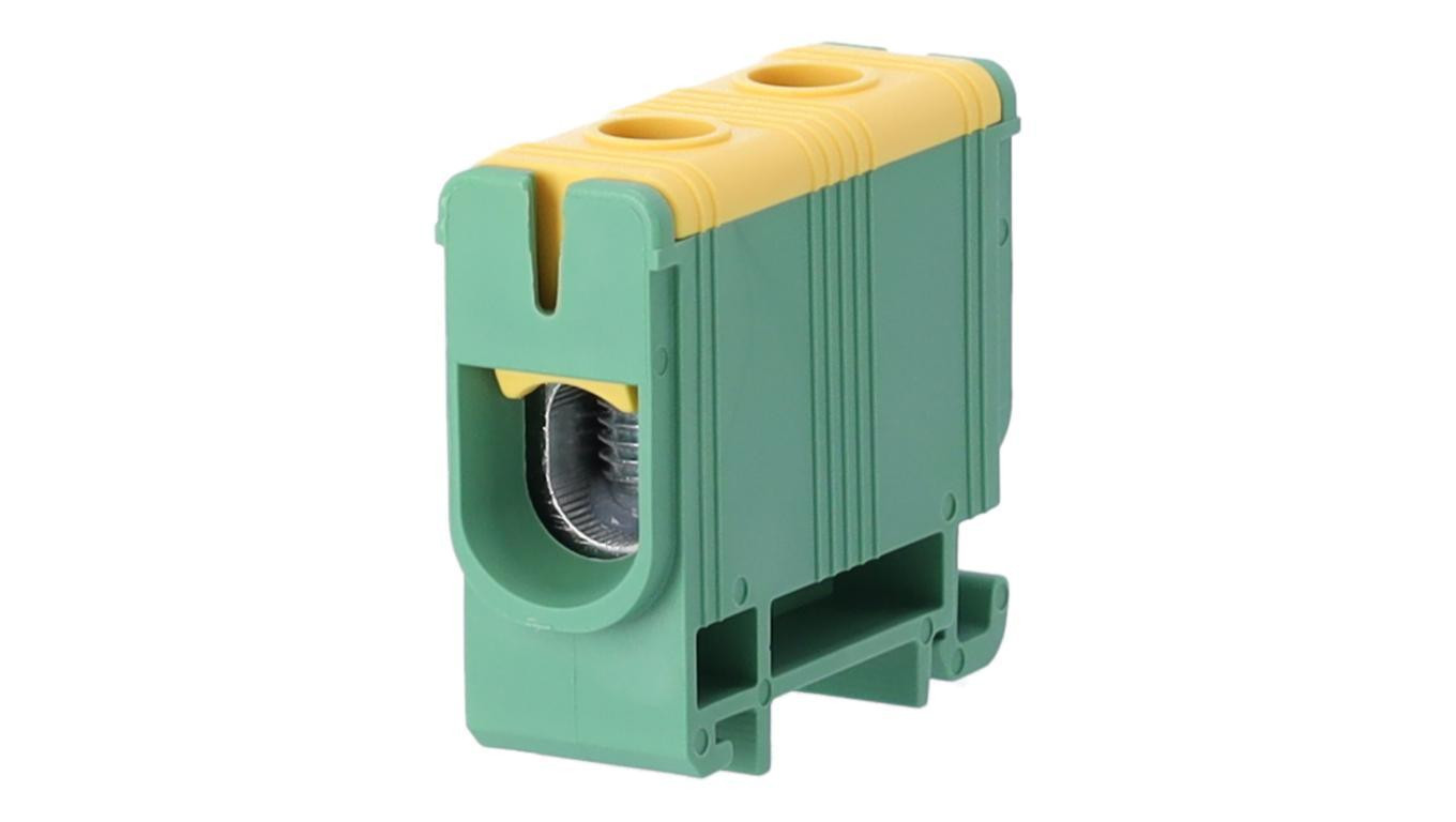 Blok rozdzielczy odgałęźny Al/Cu 2,5-50mm2 (max. 50mm2) na szynę TH35 żółto-zielony FJ-E50/D HEDO