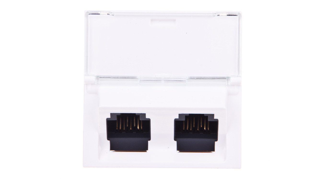 MOSAIC Gniazdo komputerowe podwójne RJ45 kat.6 UTP 2M 45st białe 076504