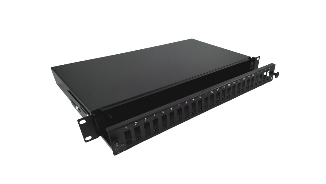 Przełącznica światłowodowa 24xSC duplex 19 1U z płytą czołową, wysuwalna FOP-1U-24SCD-C