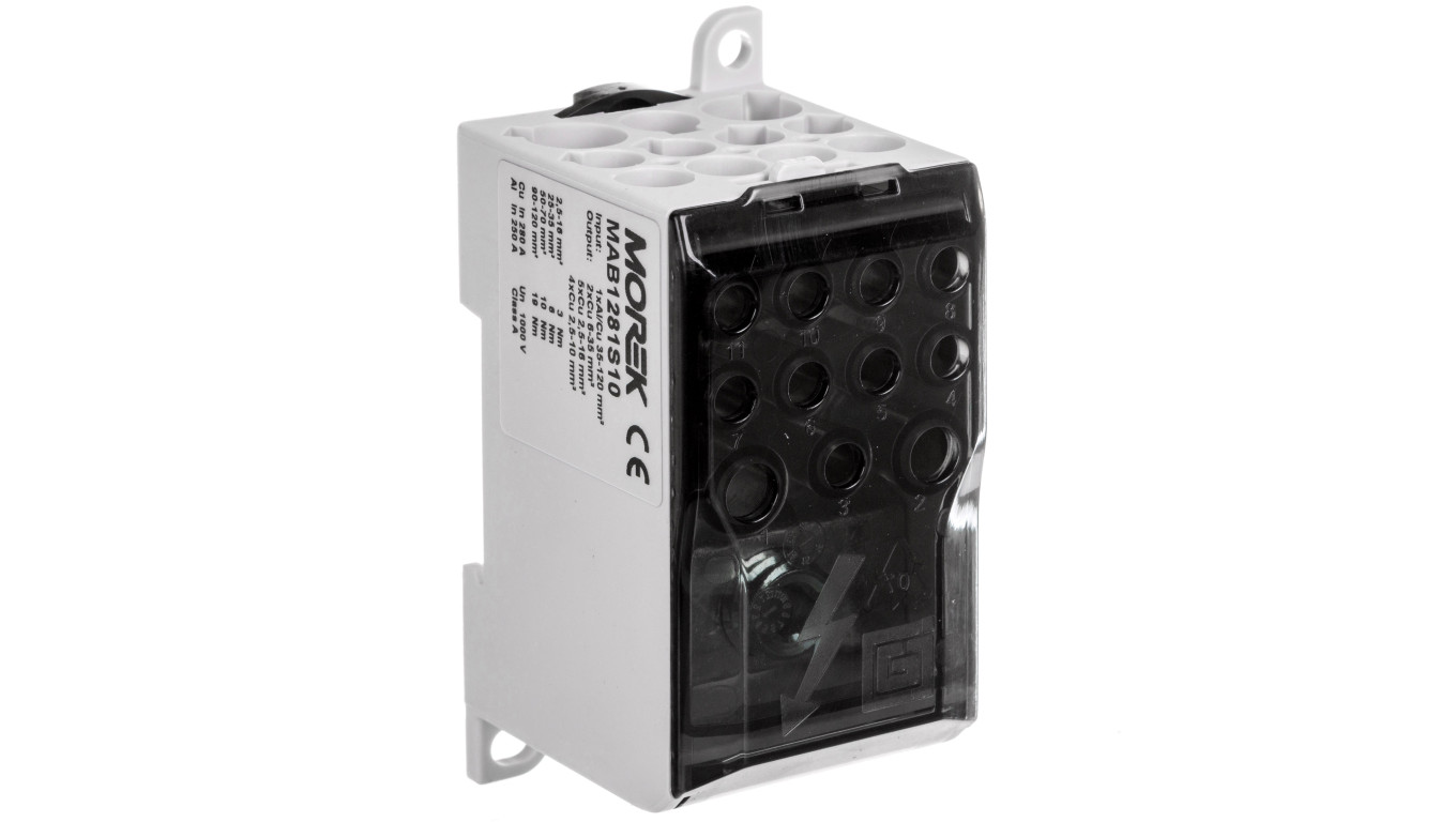 Blok dystrybucyjny - rozdzielczy OJL280A czarny we: 1xAl/Cu 35-120 wy: 2x6-35mm2/5x2,5-16mm2/ 4x2,5-10mm2 1000V MAB1281S10