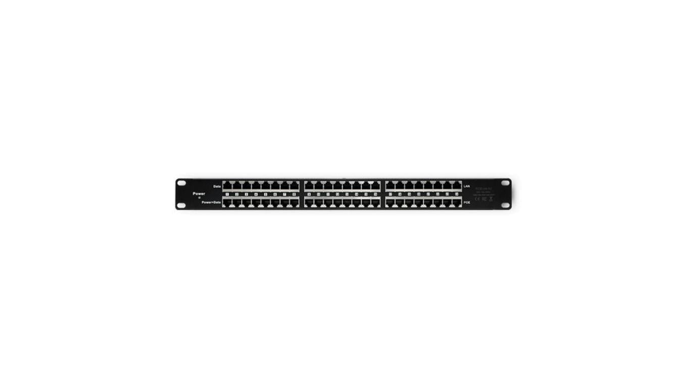 Qoltec Patch panel RACK 48V 24 porty Passive PoE Injector Czarny