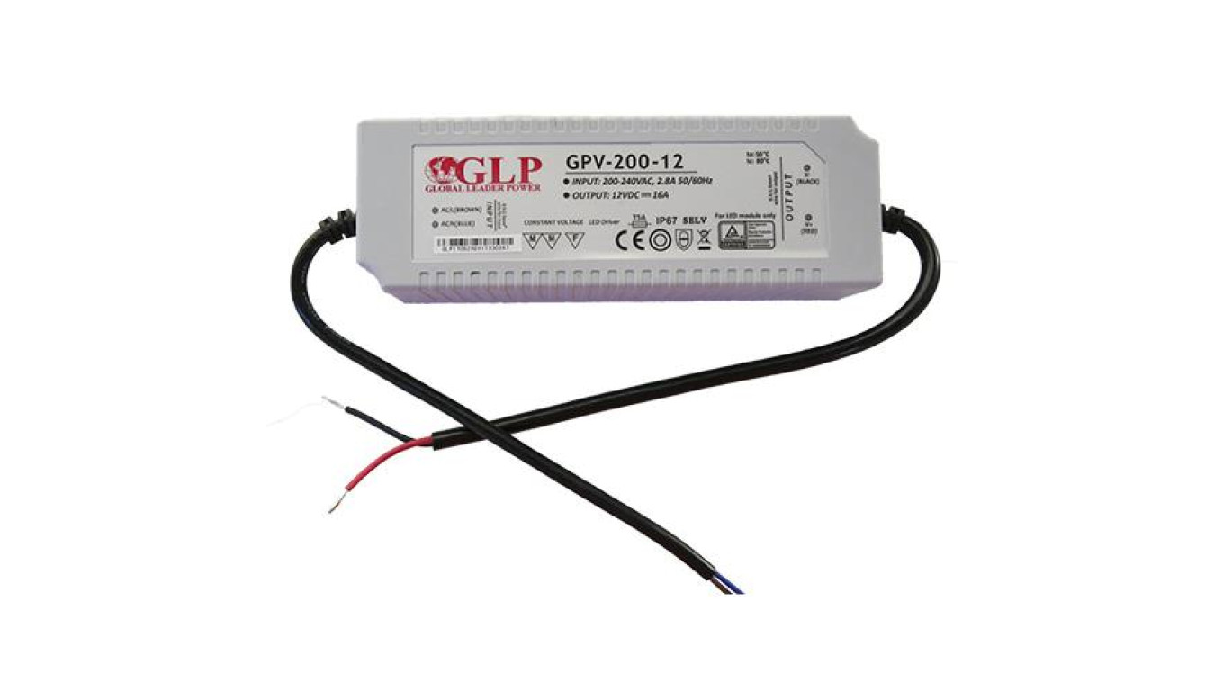 Zasilacz led GPV 192W 12V DC ip67 gpv-200-12 led glp