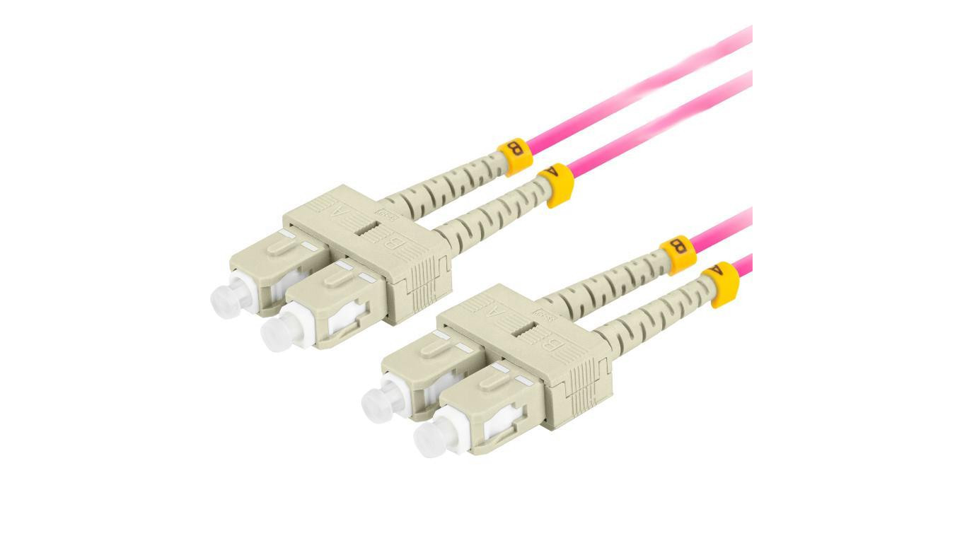 Patchcord światłowodowy MM SC/UPC-SC/UPC duplex 3mm OM4 purple 2m LANBERG