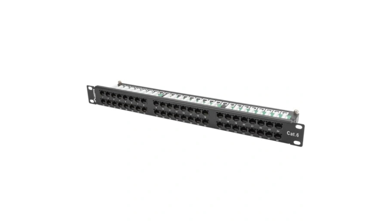 Patch panel RACK 19 kat.6 48p UTP z półką 1U LANBERG