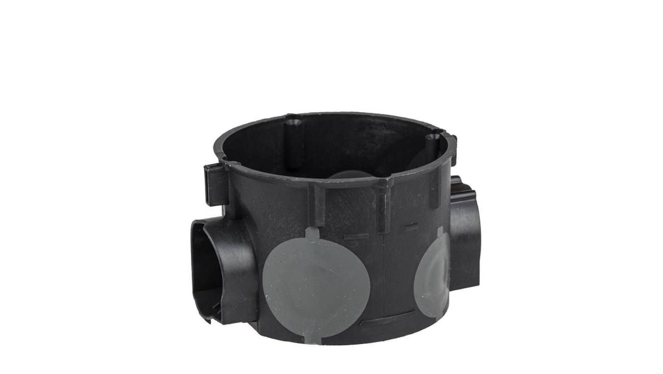 Puszka podtynkowa 60mm płytka z membranami przebiciowymi czarna wiatroszczelna E106-2K 83106007 /25szt./