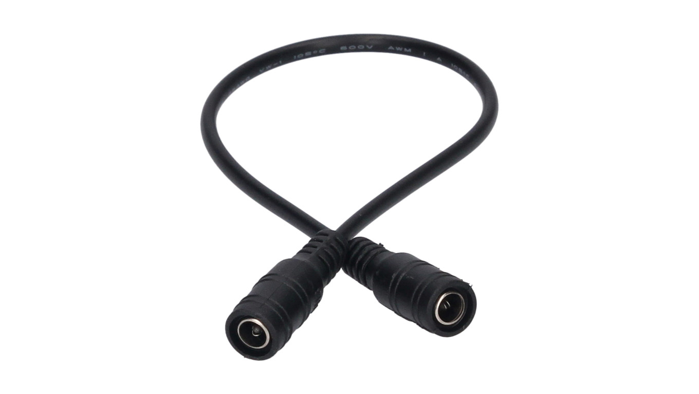 Przedłużka DC 5.5/2.1 1G-1G czarna 30cm 22/20awg