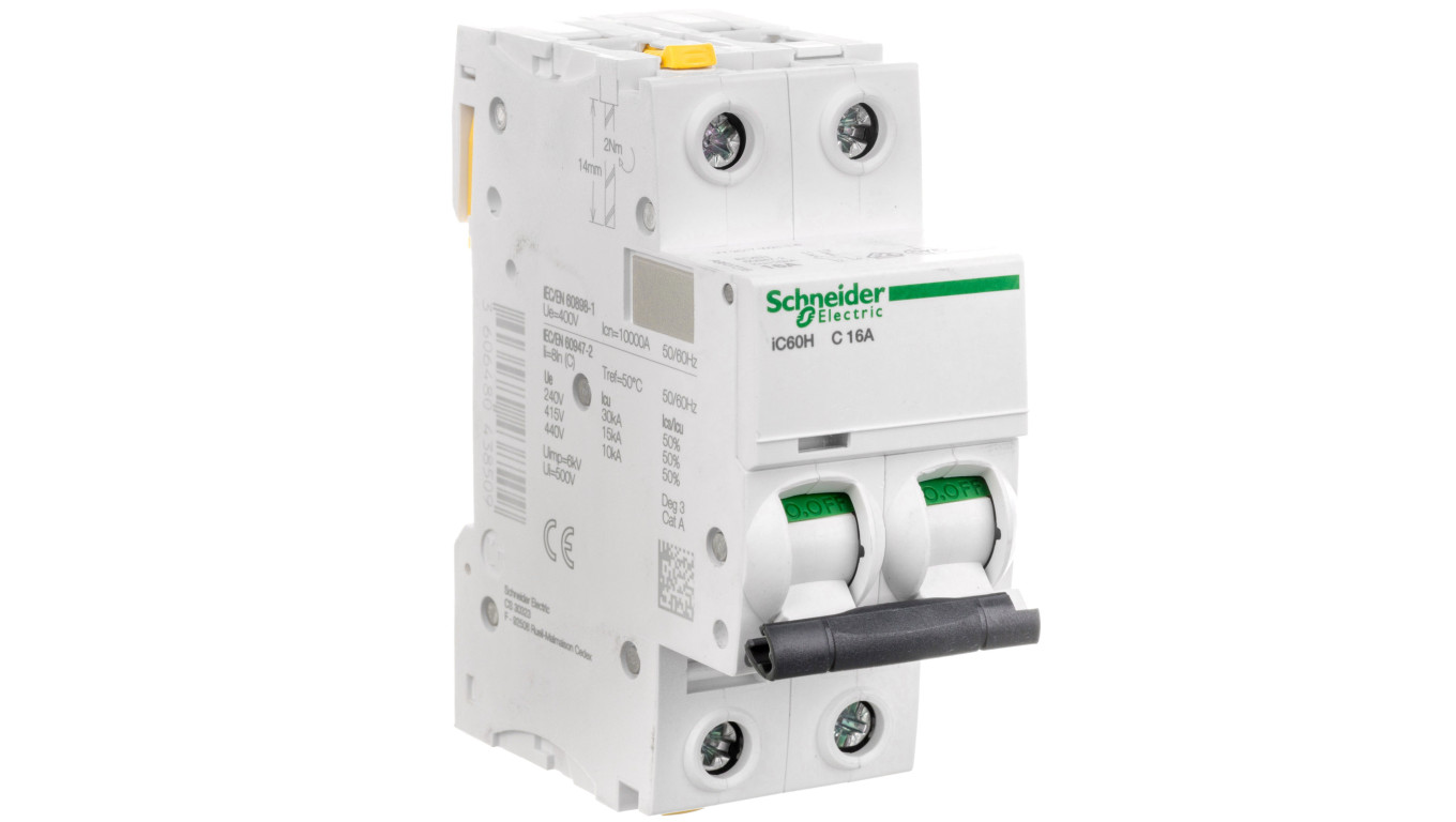 Wyłącznik nadprądowy 2P C 16A 10kA AC iC60H-C16-2 A9F07216