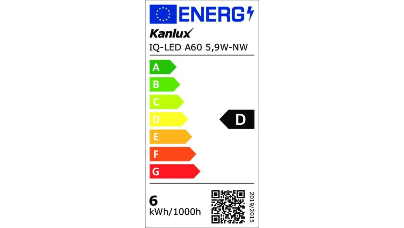 Żarówka LED E27 IQ-LED A60 5,9W-NW 806lm 4000K barwa neutralna Ra90 3 lata Gwarancji 36674