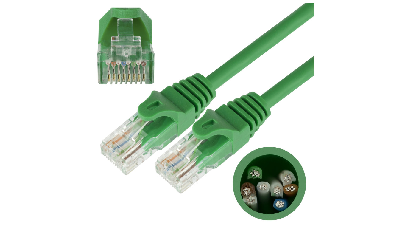 Patchcord UTP kat.5e kabel sieciowy LAN 2x RJ45 linka zielony 3m NEKU