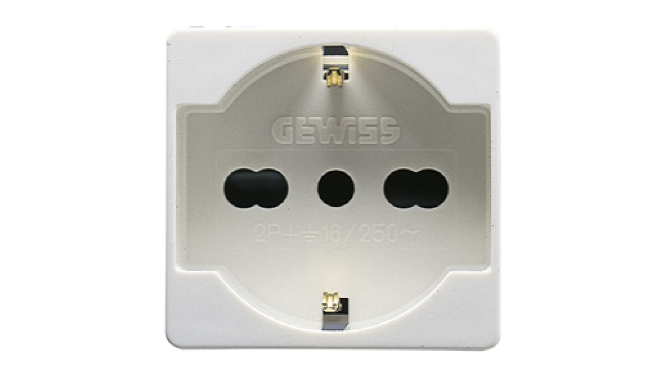 Gniazdo 2P+E standard włoski/niemiecki 16A 250V białe GW20246