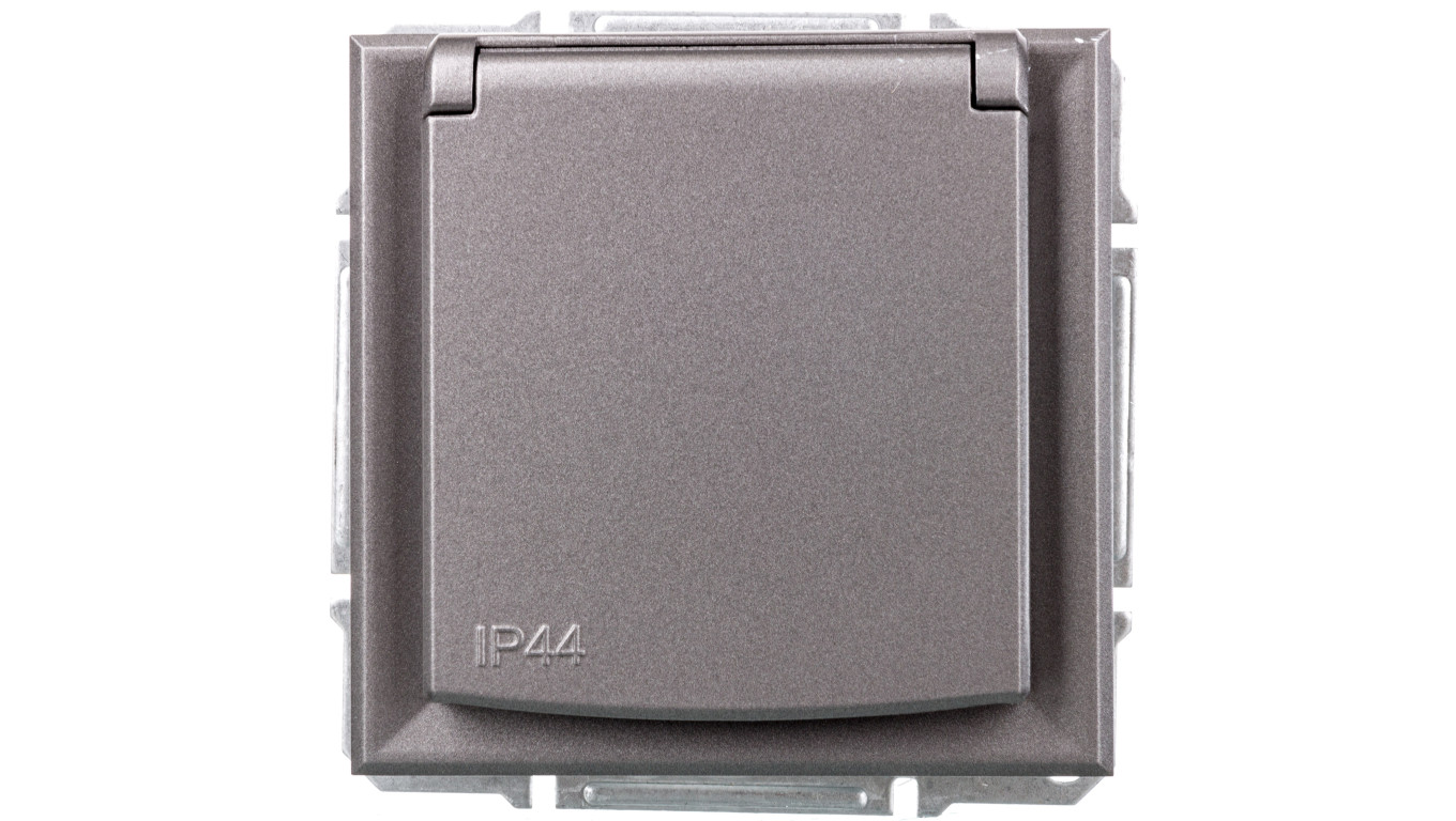 ASFORA Gniazdo 2P+PE IP44 do systemu ramkowego stal EPH2800662
