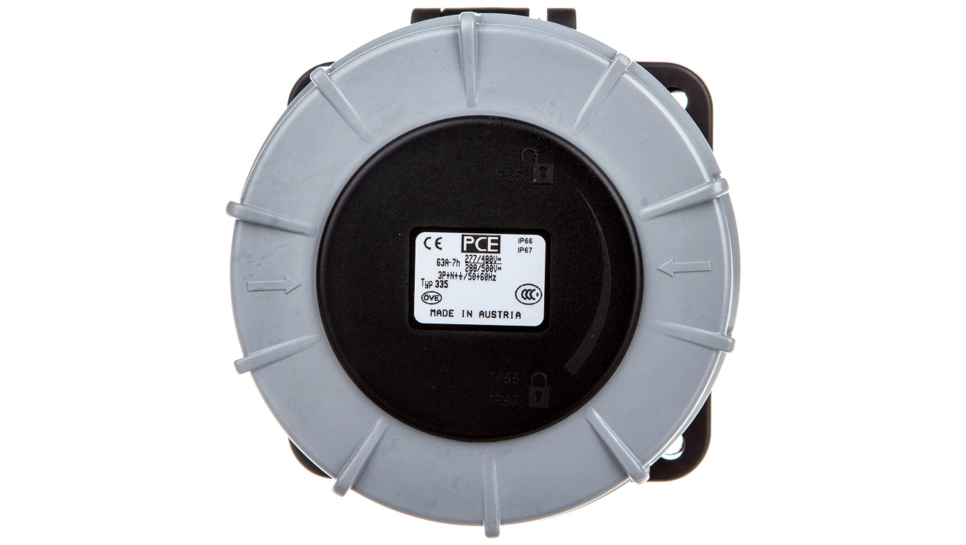 Gniazdo tablicowe 63A 5P 500V /100x100/ czarne IP67 POWER TWIST 335-7