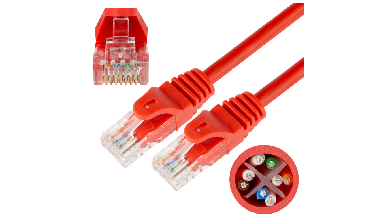 Patchcord UTP kat.6 kabel sieciowy LAN 2x RJ45 czerwony 3m NEKU