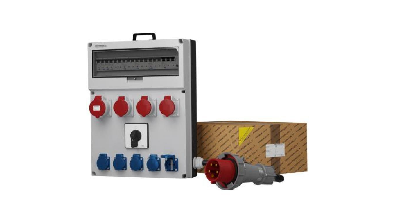 Rozdzielnica budowlana z kablem GR-S/FI SKH 32A 3x16A 5x230V Schuko Mennekes Doktorvolt 0632