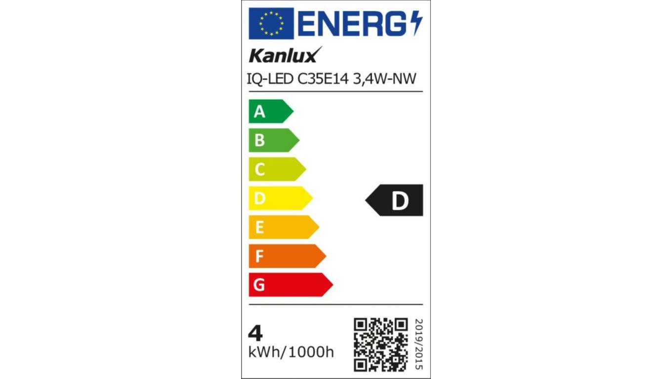 Żarówka LED E14 IQ-LED C35E14 3,4W-NW 470lm 4000K barwa neutralna Ra90 3 lata Gwarancji świeczka 36683