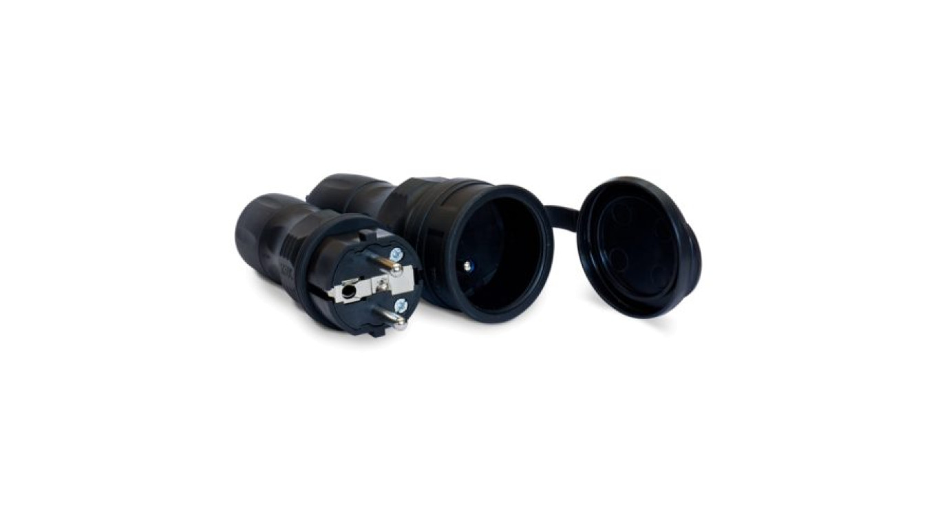 Zestaw EXTREM wtyczka + gniazdo 16A 2P+Z 250V IP54 czarny ZWG-54
