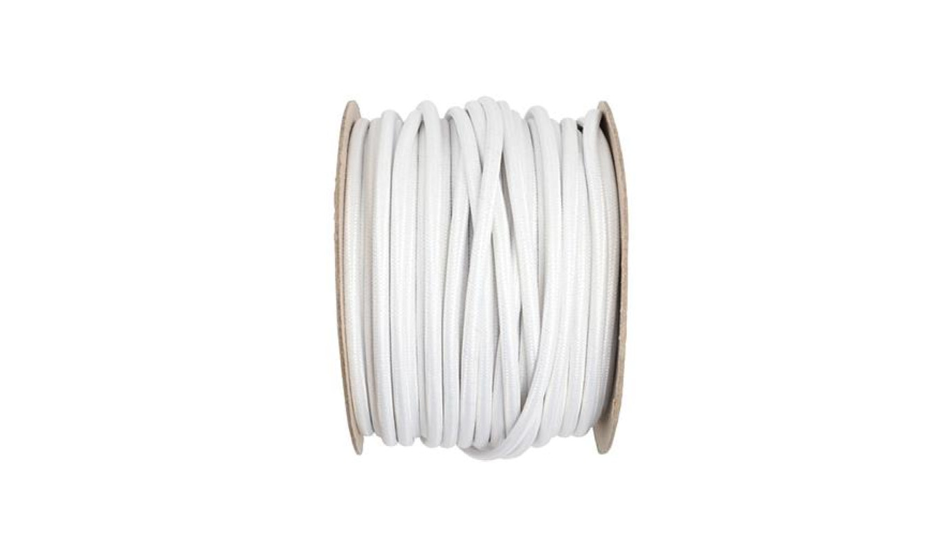 Kabel 2 żyłowy biały 2x0,75mm2 - 1m w oplocie