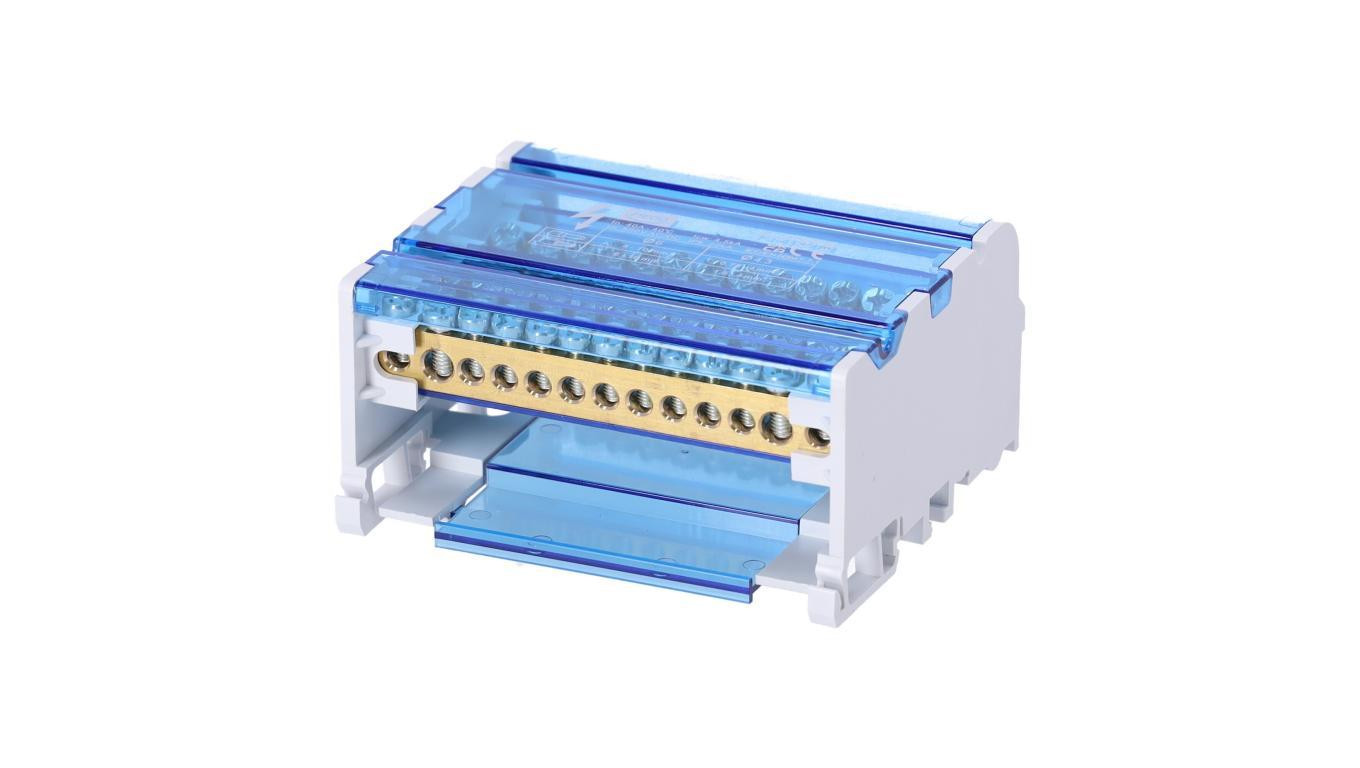 Blok rozdzielczy modułowy Listwa łączeniowa 4x13 40A na szynę DIN TH35 4x (2x 6-16mm2 + 11x 1,5-4mm2) FJ-413/40B HEDO