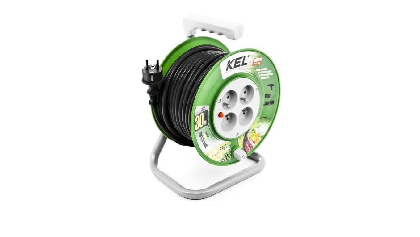 Przedłużacz bębnowy STANDARD LINE 30m H05VV-F 3x1,5 4xGS /+ termik/ 16A czarny