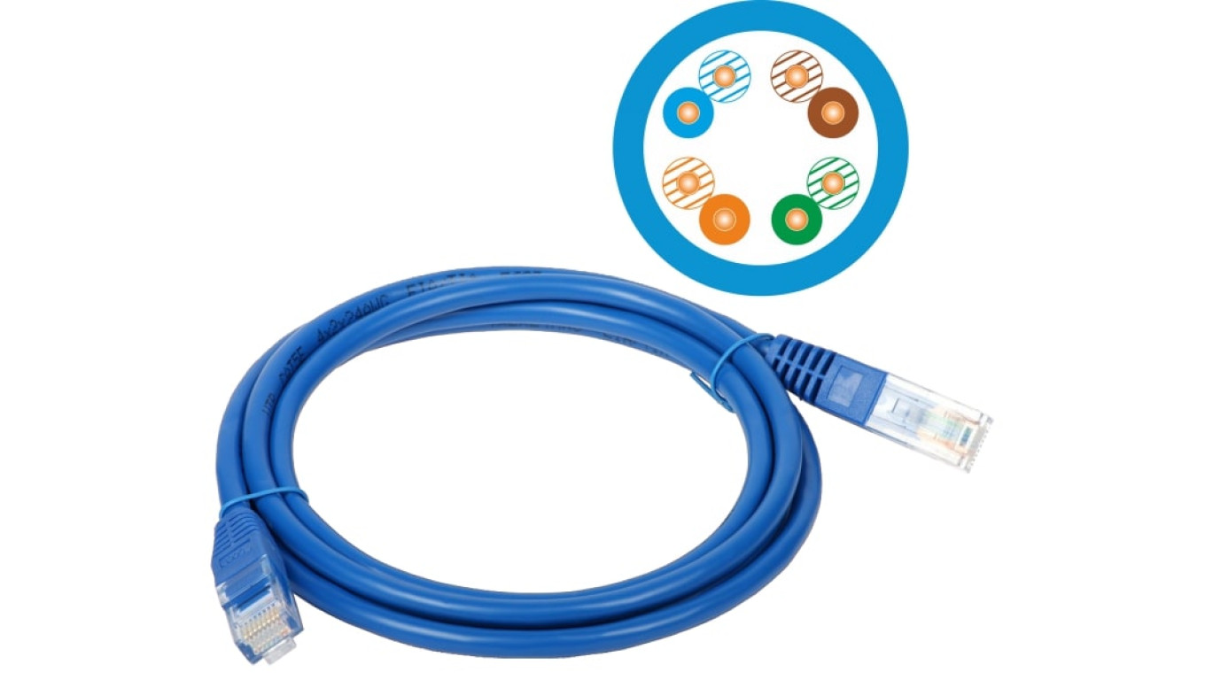 Patch-cord U/UTP kat.5e PVC 3.0m niebieski KKU5NIE3