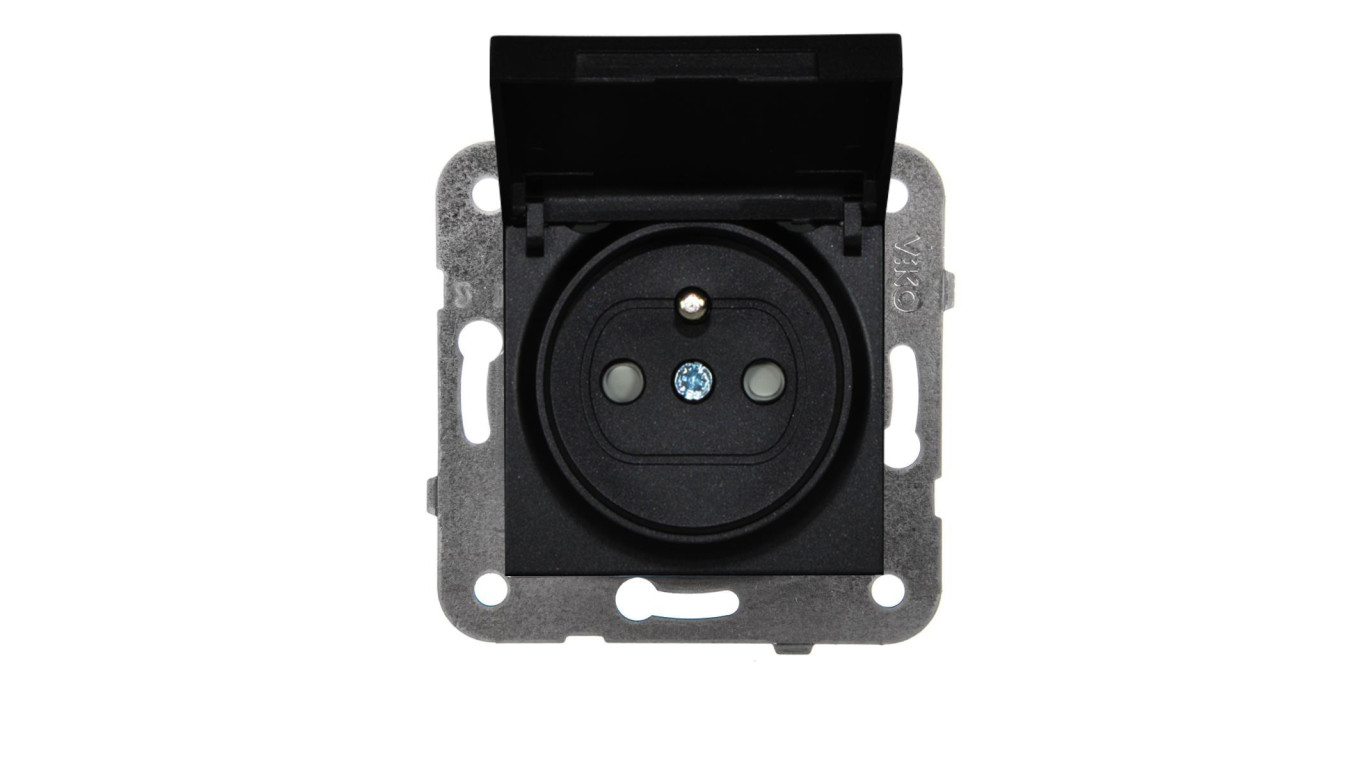 Panasonic NOVELLA Gniazdo z klapką IP44 z/u czarne 92105570M
