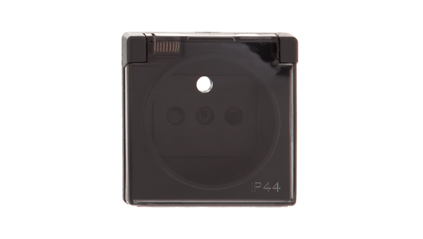 Simon 82 Pokrywa bryzgoszczelna gniazda z/u IP44 z klapką dymną grafit 82068KD-38